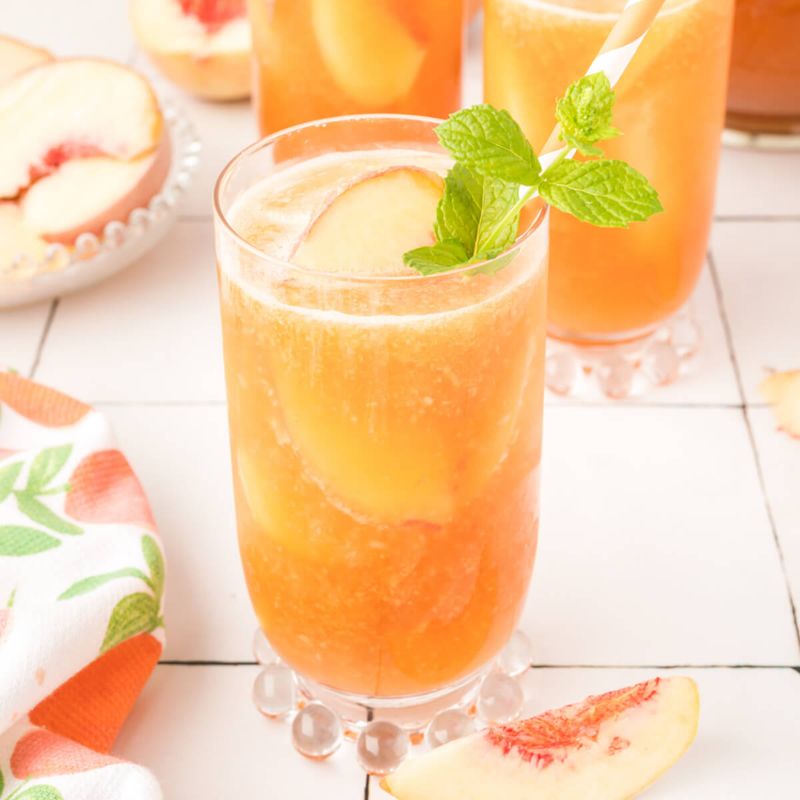Peach Ginger Smoothie with Peach Upside-Down Cake