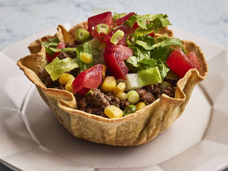 Taco Salads in Fried Tortilla Bowls