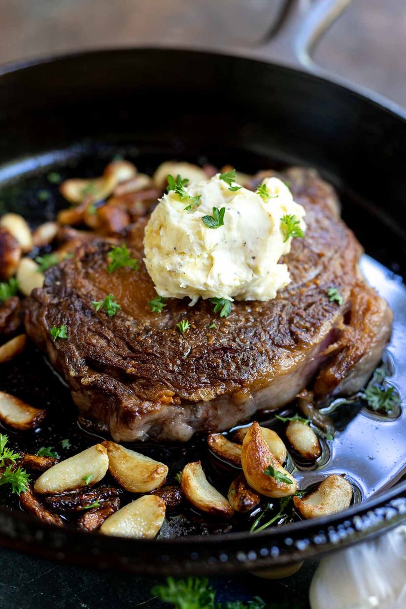 Ribeye Steak with Garlic Butter (No Herbs)