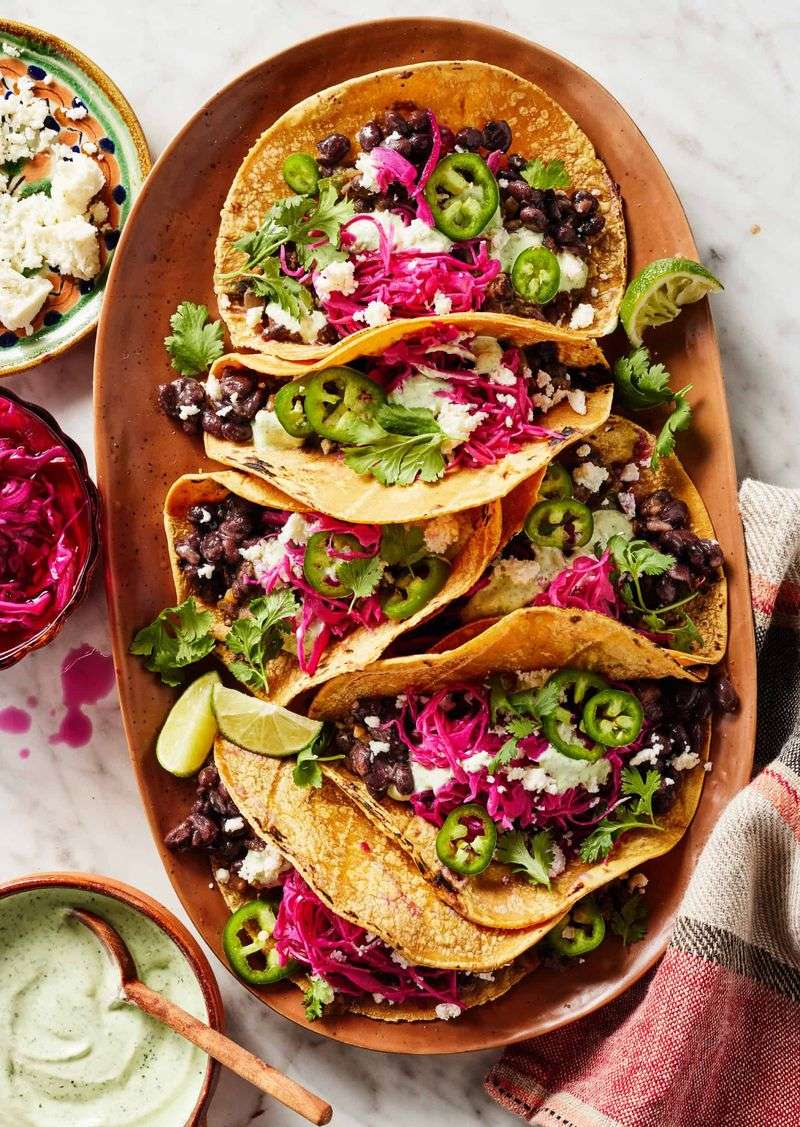 Black Bean Tacos with Avocado Lime Slaw
