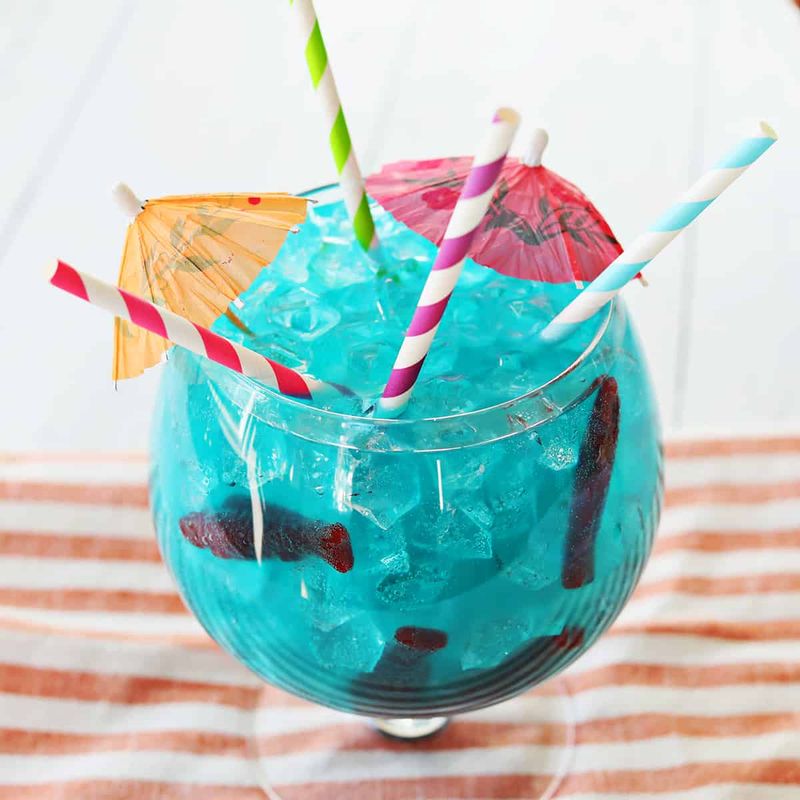 Fishbowl Cocktails with 8 Straws