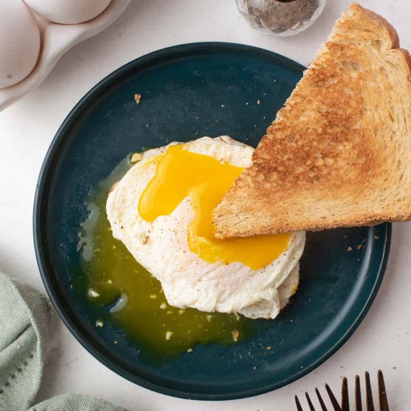 Over-Easy Eggs for Toast Dipping