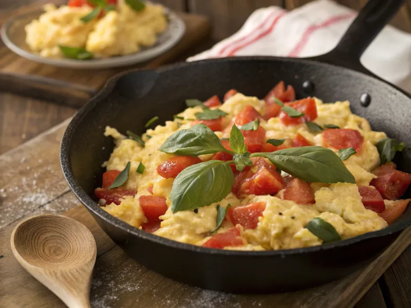 Tomato Basil Egg Scramble