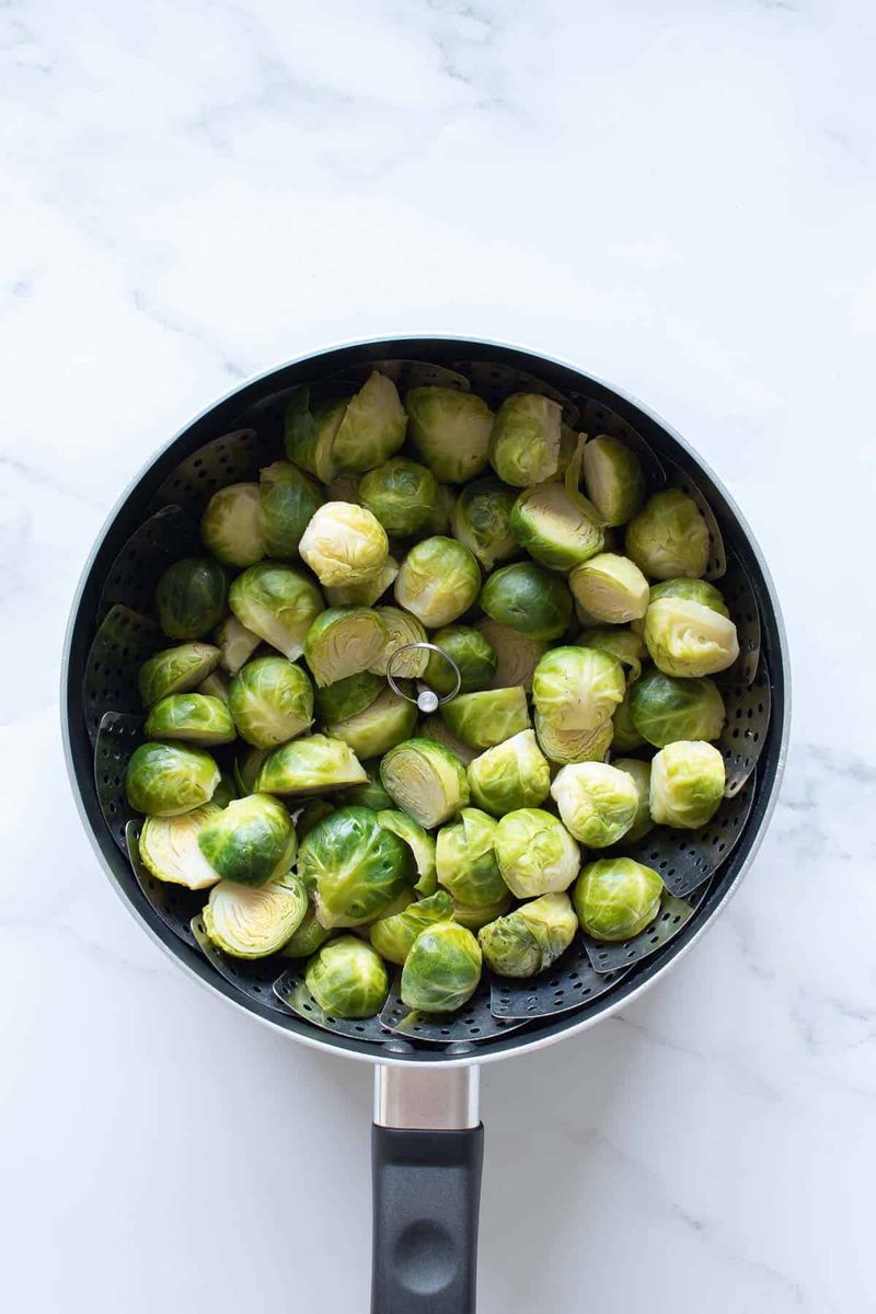 Steamed Brussels Sprouts with No Seasoning
