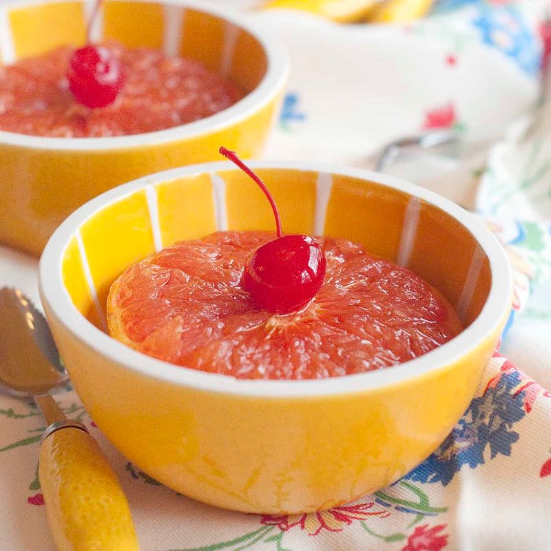 Grapefruit Halves with a Cherry on Top