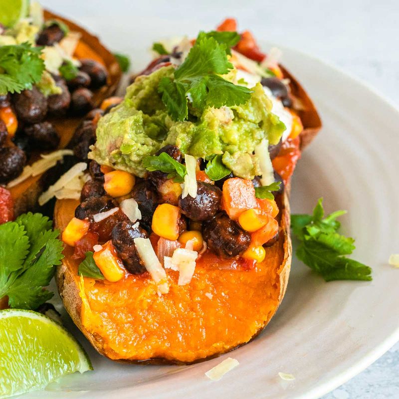 Stuffed Baked Potatoes with Black Beans and Corn
