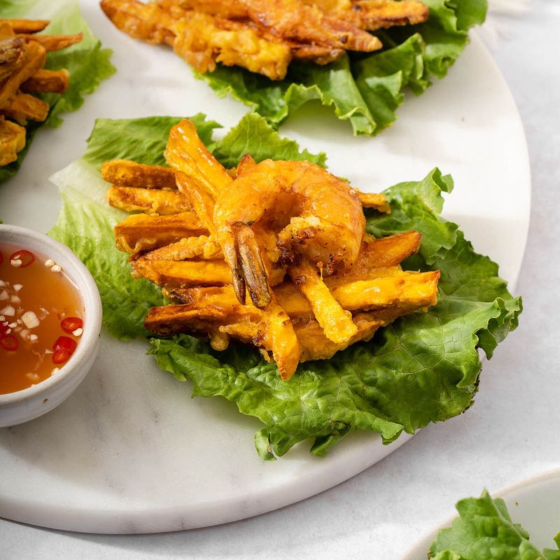 Sweet Potato Fritters with Spicy Sauce