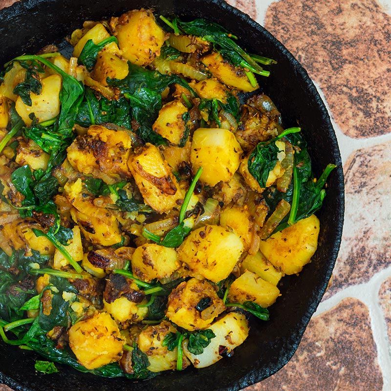 Roasted Potatoes with Spinach and Garlic