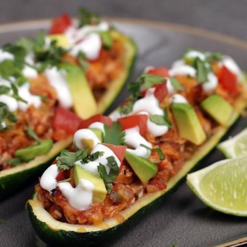 Enchilada Stuffed Zucchini Boats
