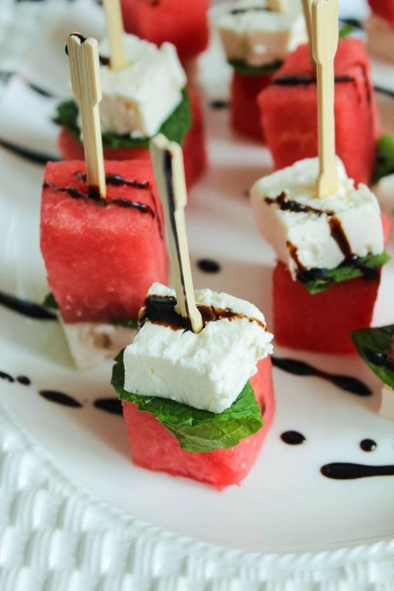 Watermelon, Feta & Mint Skewers