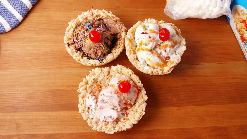 Rice Krispie Treat Ice Cream Bowls