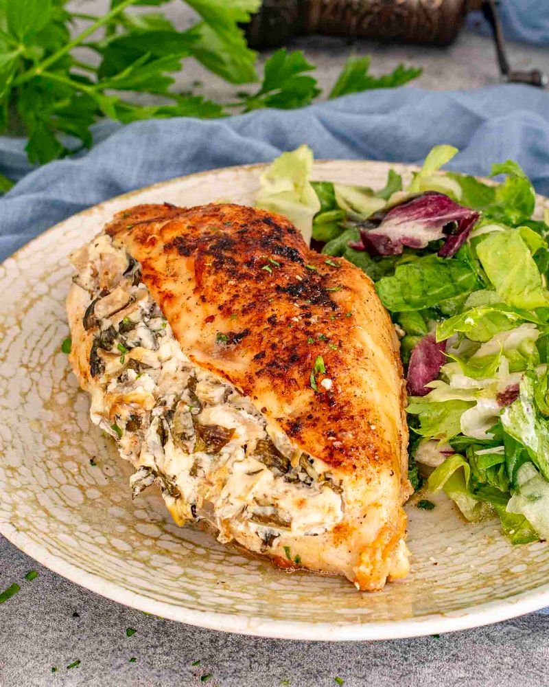 Artichoke and Spinach Stuffed Chicken (That’s Mostly Cream Cheese)