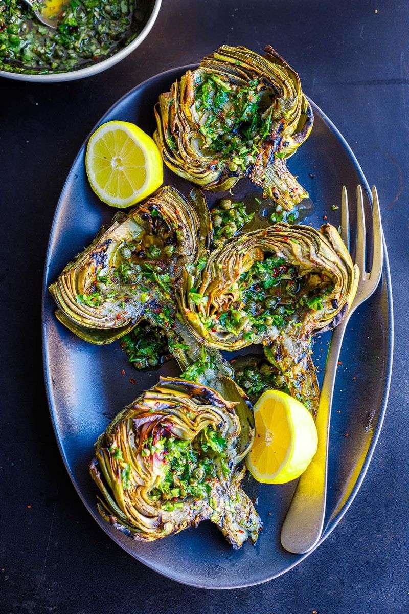 Grilled Artichokes with Lemon-Garlic Butter