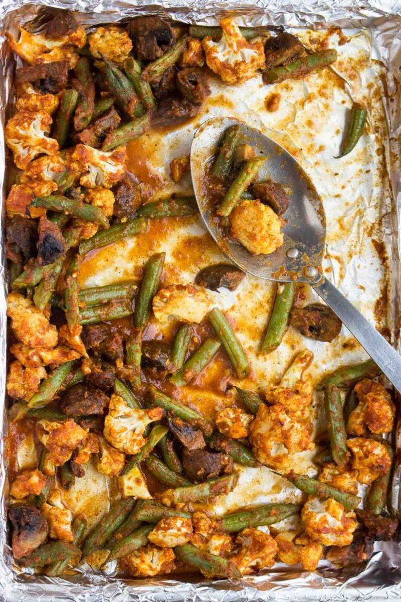 Indian-Spiced Roasted Veggies (Potato, Cauliflower, Peas)