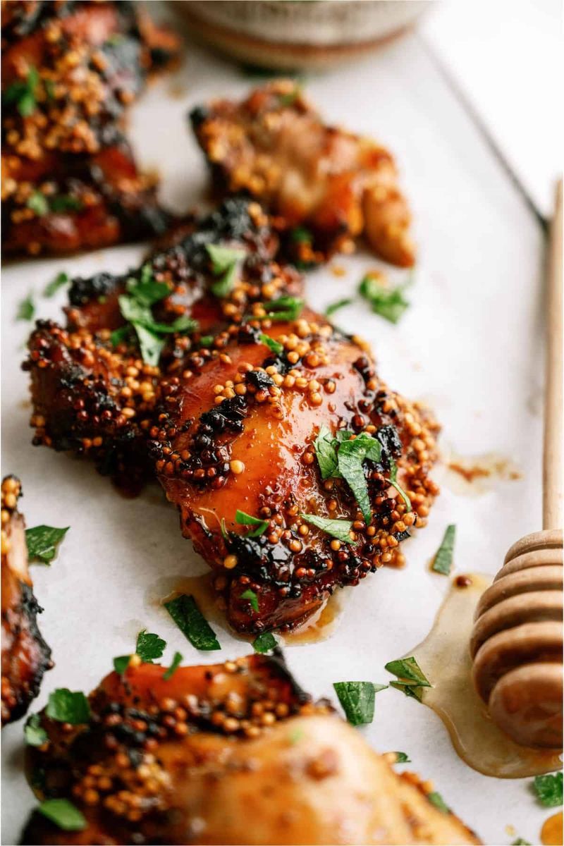 Grilled Chicken Thighs with Honey-Mustard Glaze