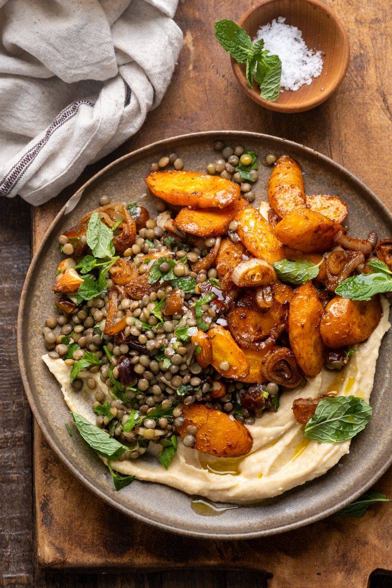 Roasted Veggie & Hummus Salad