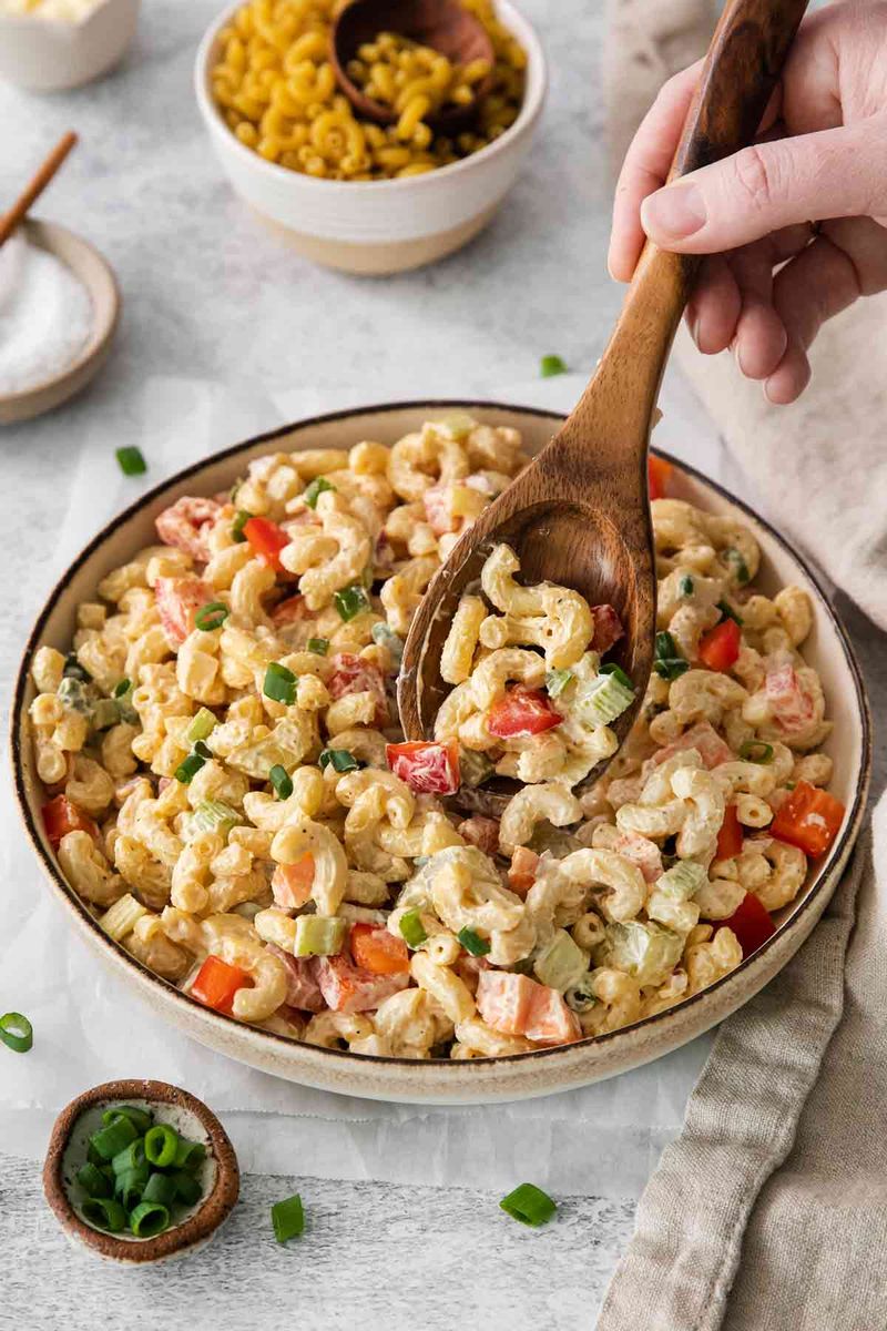 Creamy Macaroni Salad with Pickles