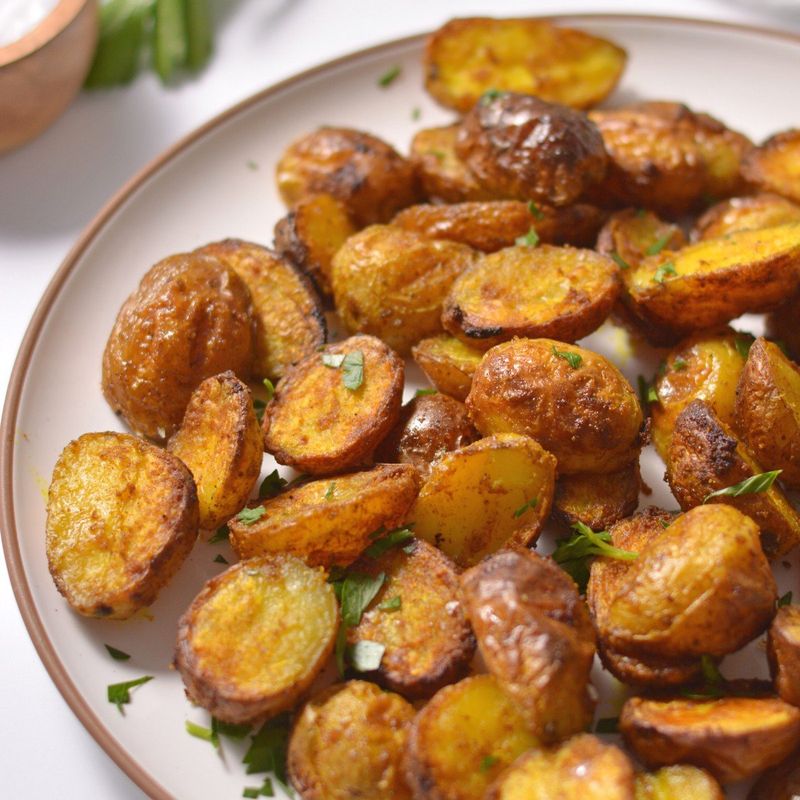 Roasted Potatoes with Spinach and Garlic