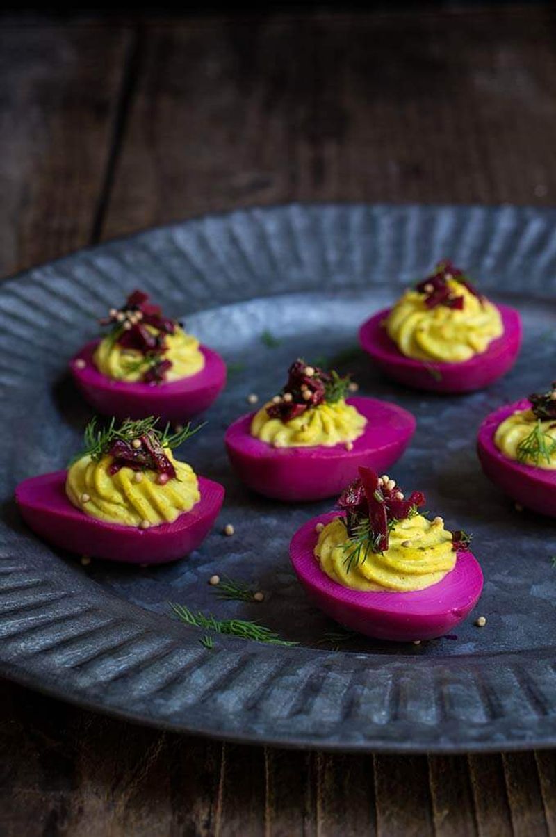 Beet-Dyed Deviled Eggs
