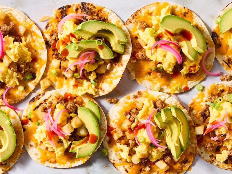 Egg Tacos with Pickled Onions and Hot Sauce