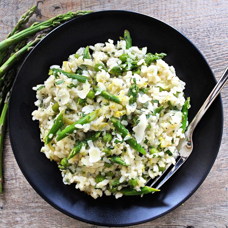 Spring Vegetable Risotto with Parmesan and Fresh Herbs
