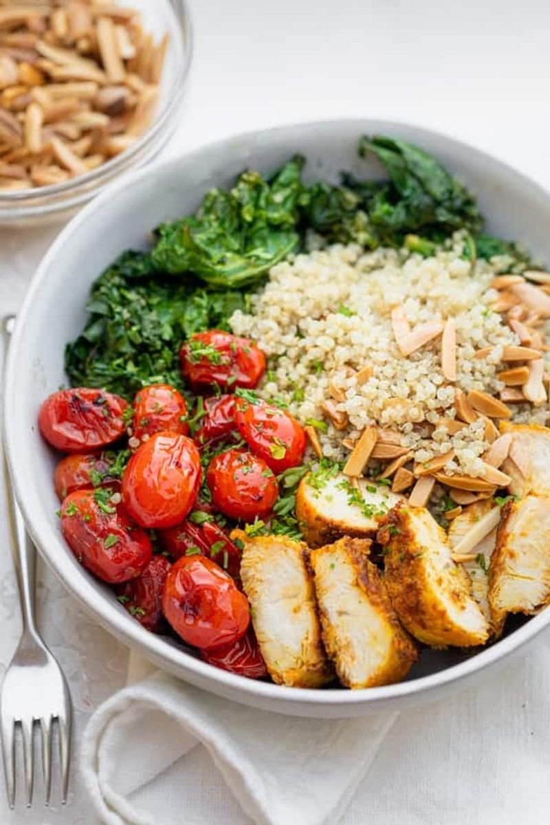 Chicken Quinoa Bowl with Avocado and Roasted Veggies