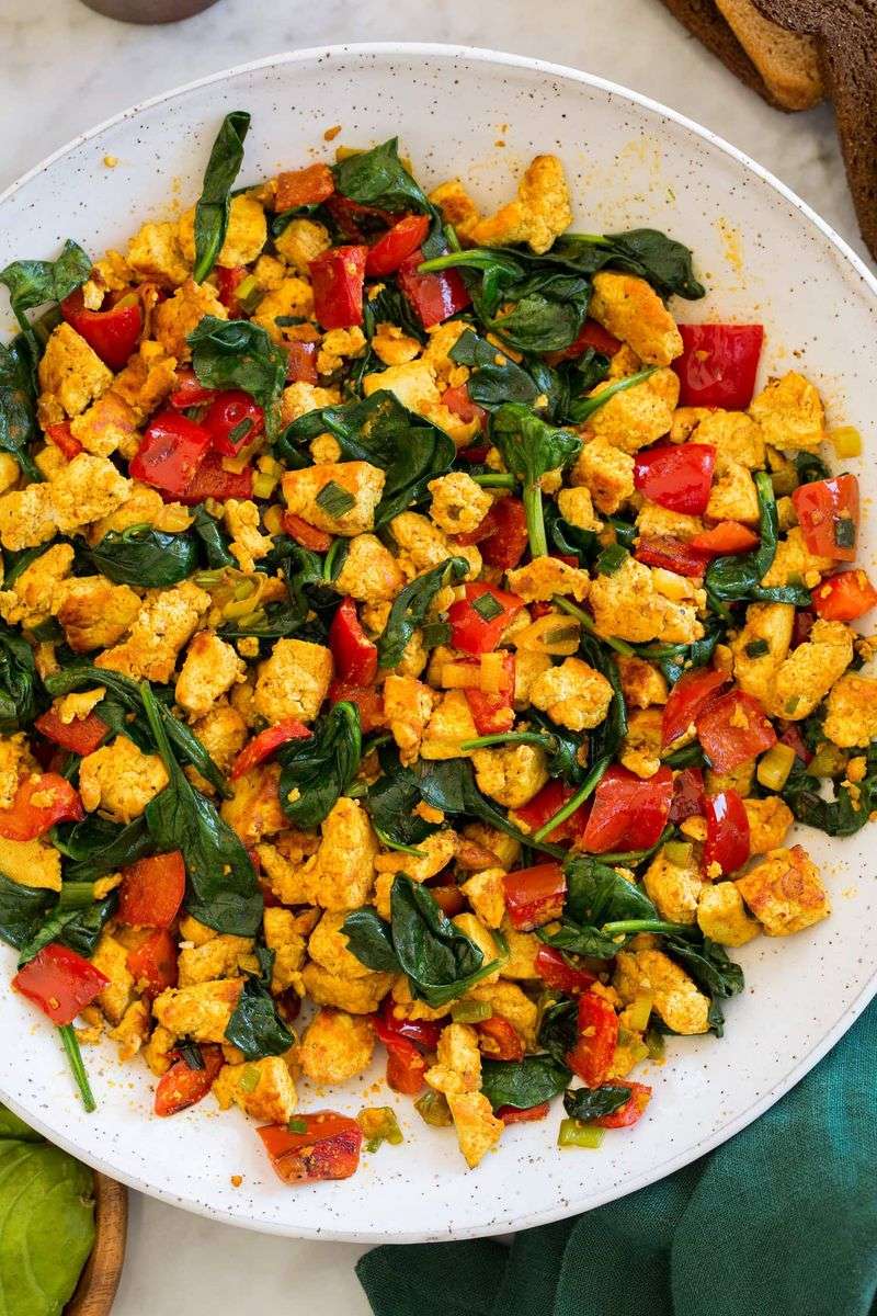 Tofu Scramble with Spinach & Peppers