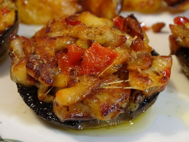 Red Pepper & Blue Cheese Stuffed Mushrooms