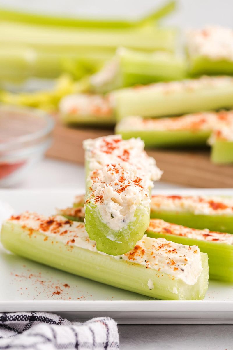 Celery Stuffed with Cream Cheese and Paprika