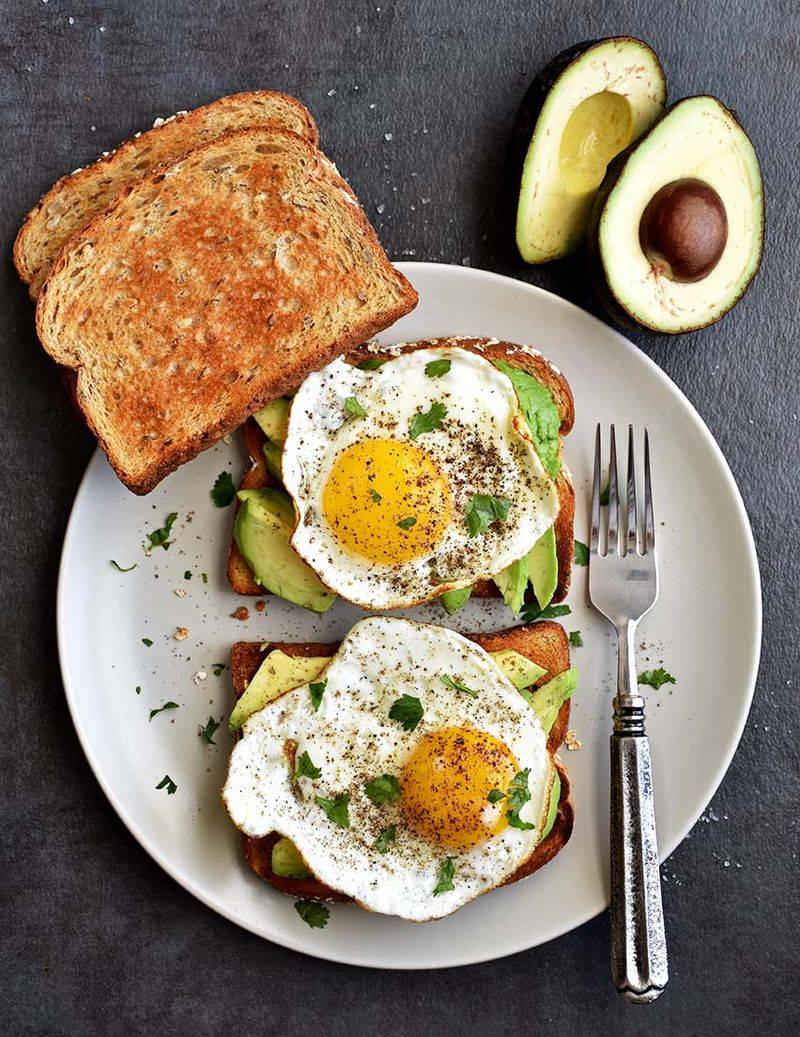 Eggs with Avocado on Whole-Grain Toast
