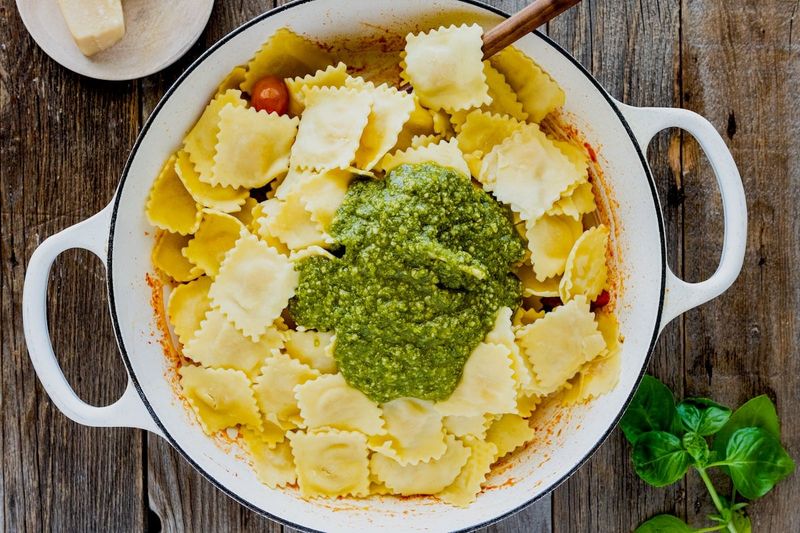 Pre-Made Ravioli with Store-Bought Pesto