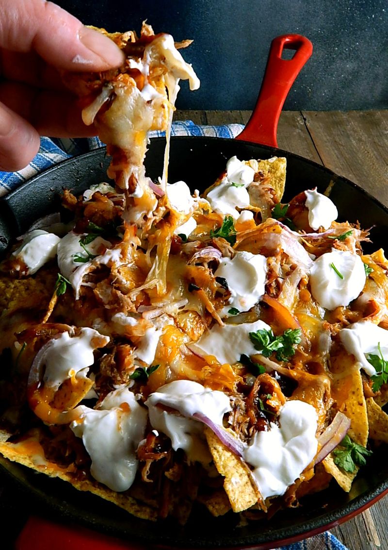 BBQ Nachos (With Weird Cheese Sauce)