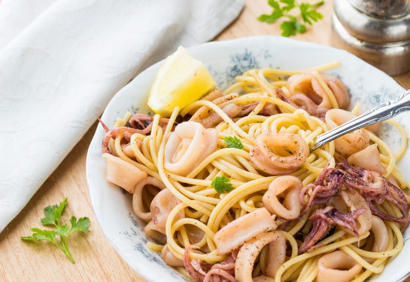 Calamari Pasta with White Wine Sauce