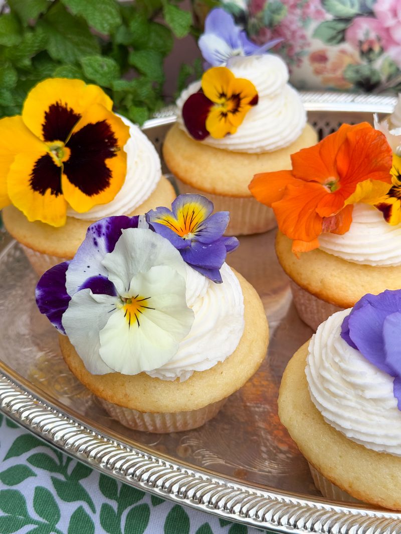 Pansy-Topped Cupcakes