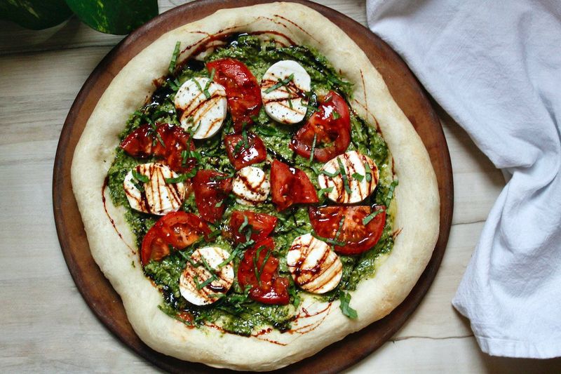 Caprese Pizza with Cold Tomatoes