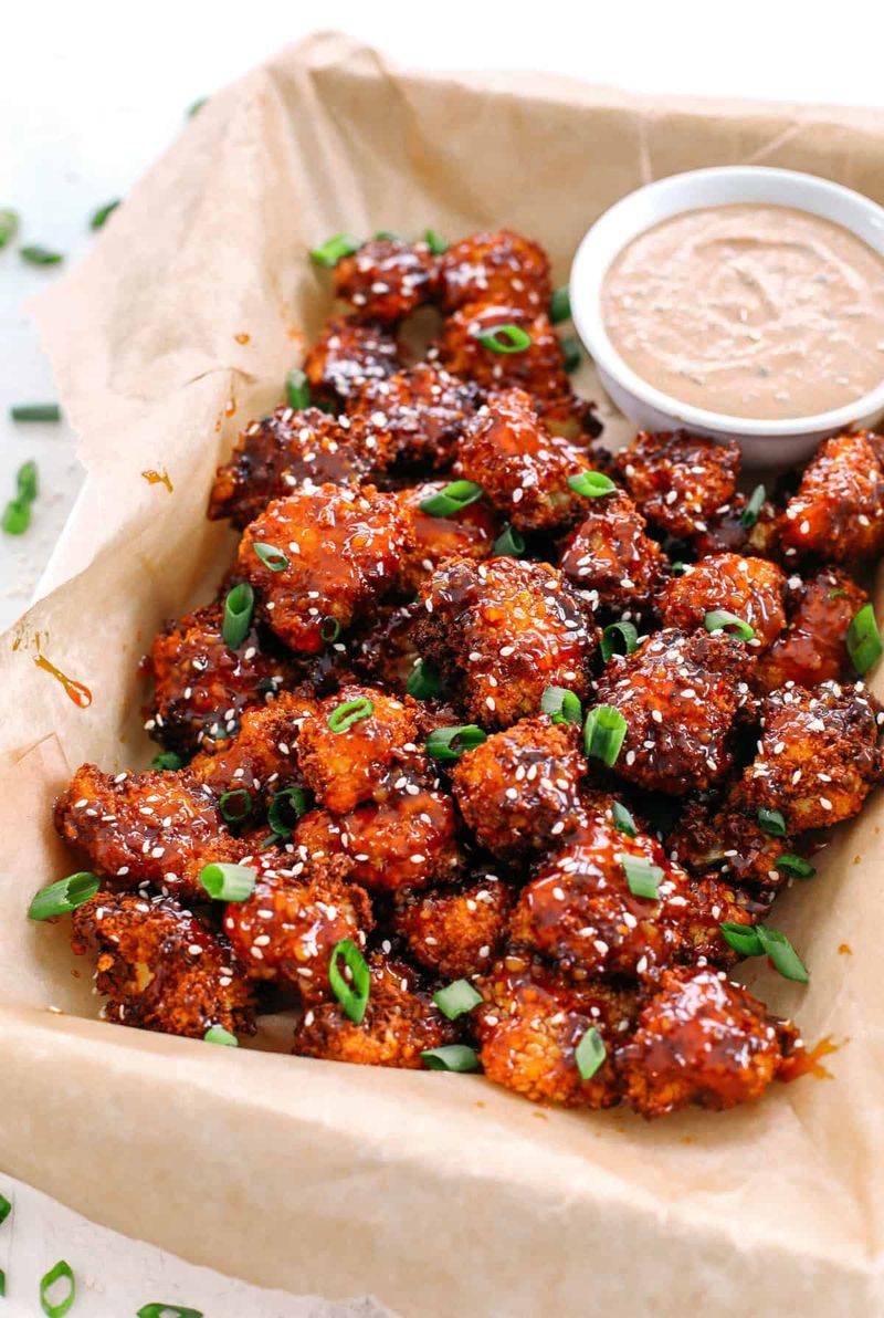 Cauliflower “Wings” with Honey Sriracha Glaze