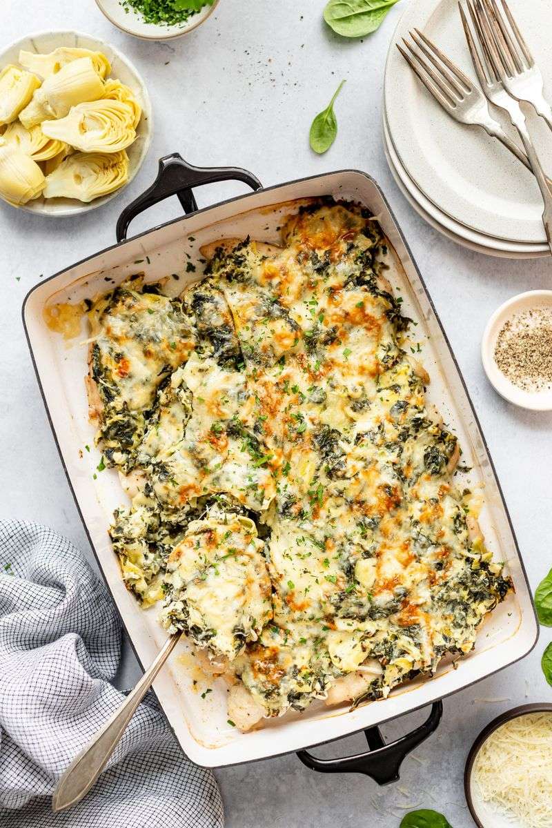 Spinach Artichoke Chicken Bake