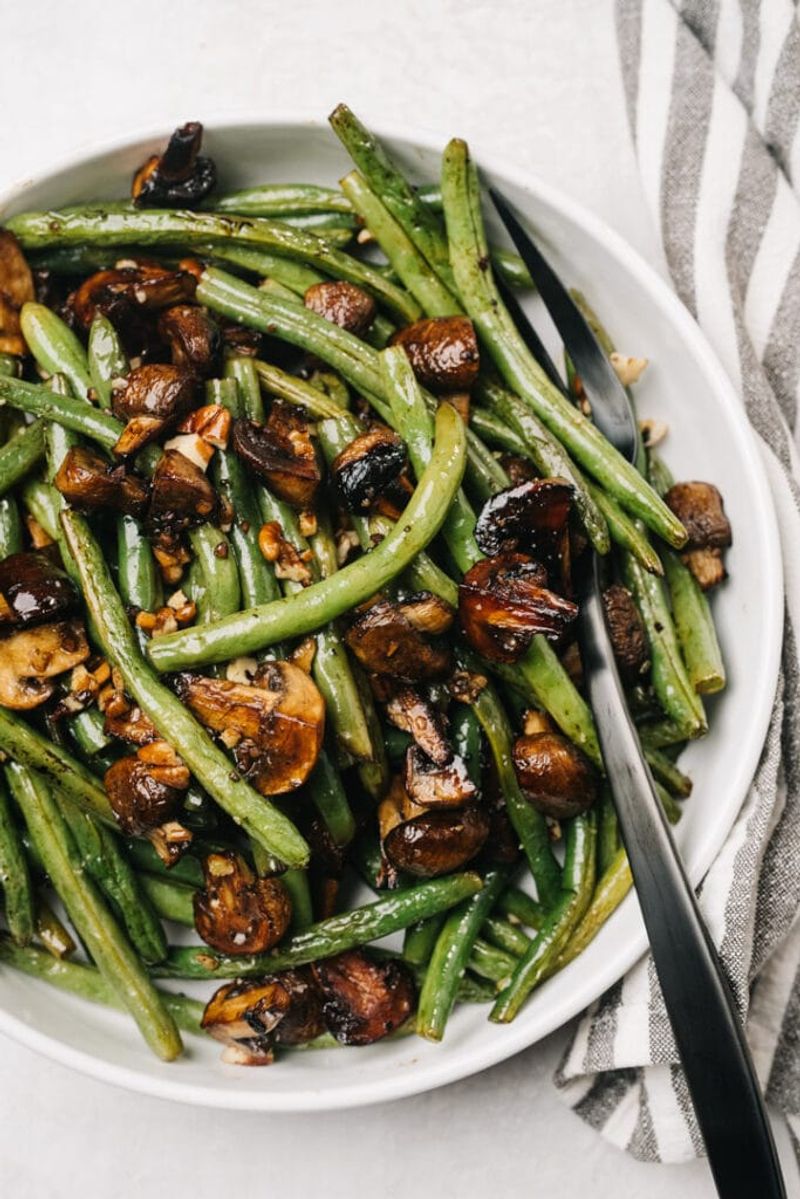 Mushrooms & Green Beans with Balsamic Glaze