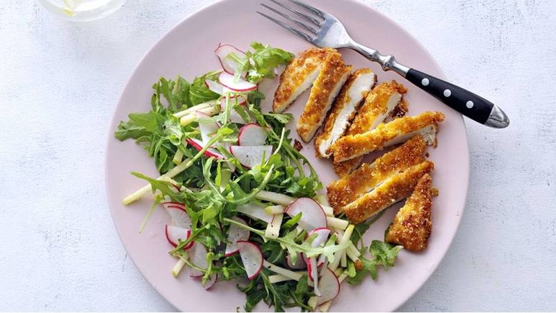 Crispy Chicken Cutlets with Arugula Salad