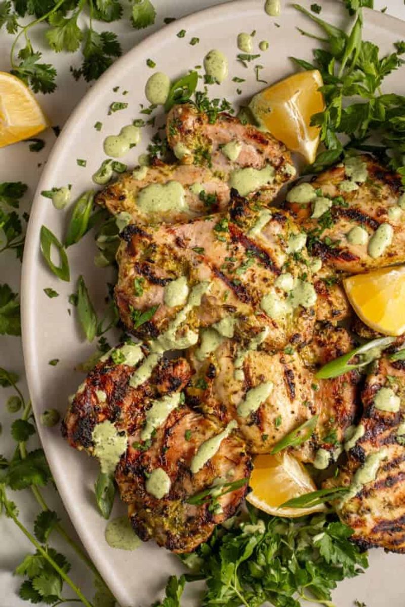 Grilled Chicken with Green Goddess Dressing