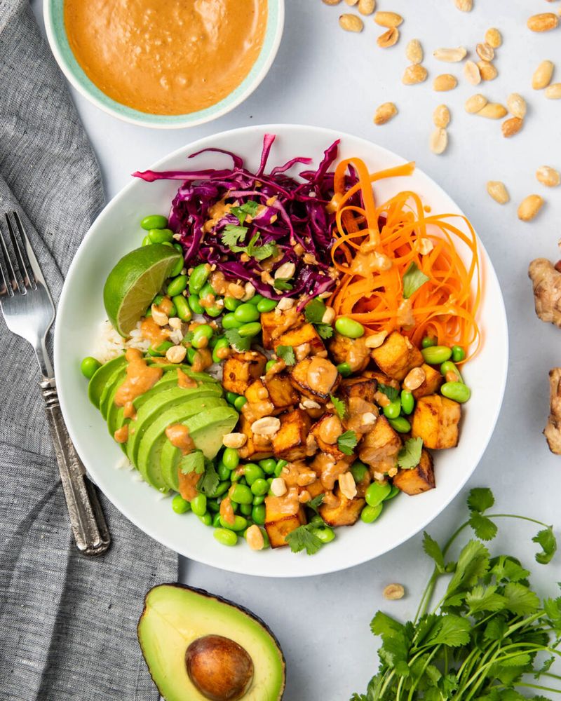 Tofu Power Bowl with Peanut Sauce