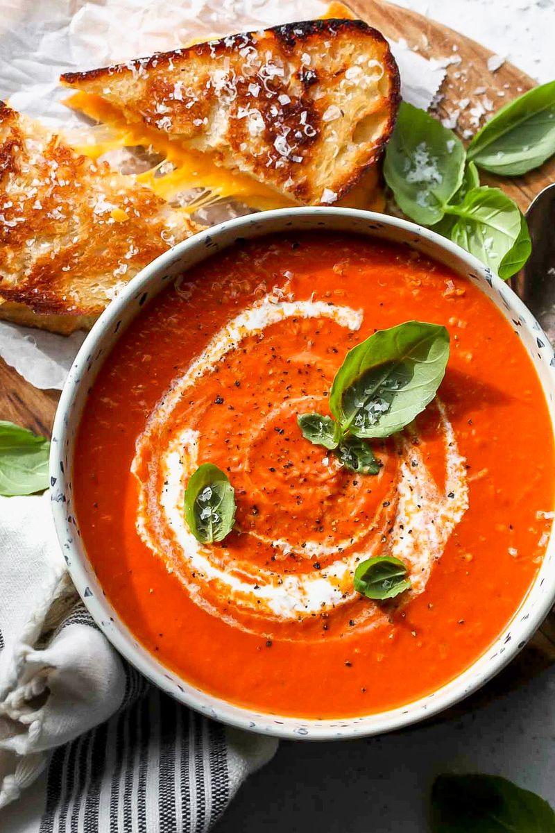 Roasted Tomato and Red Pepper Soup with Grilled Bread