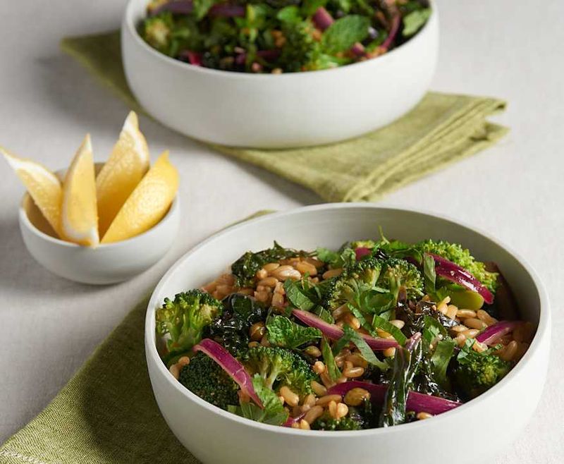 Kamut Salad with Roasted Broccoli and Tahini