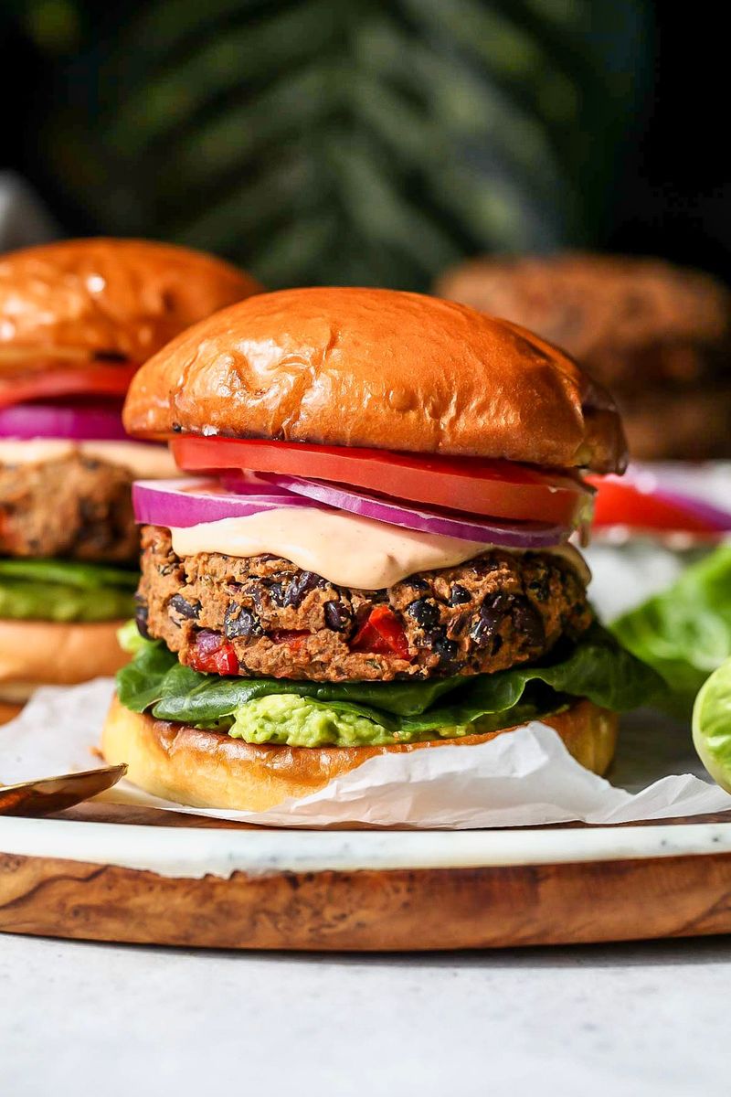 Spicy Black Bean & Sweet Potato Burger