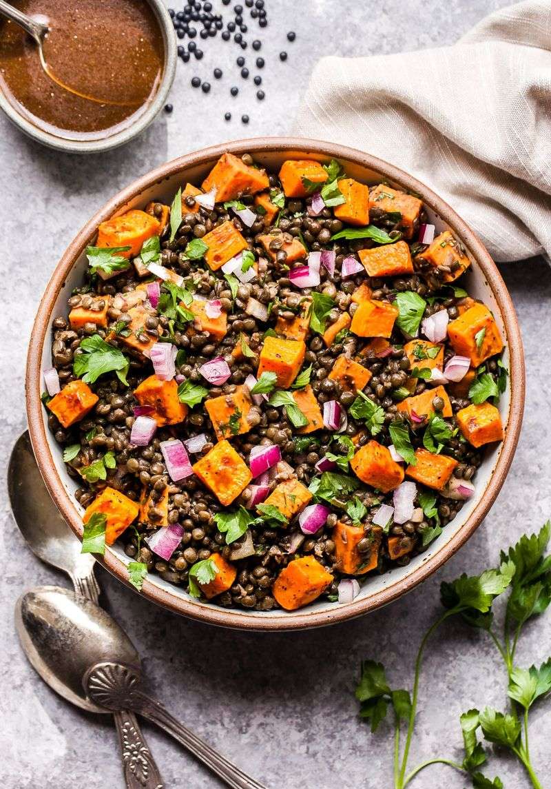 Roasted Sweet Potato and Lentil Bowl