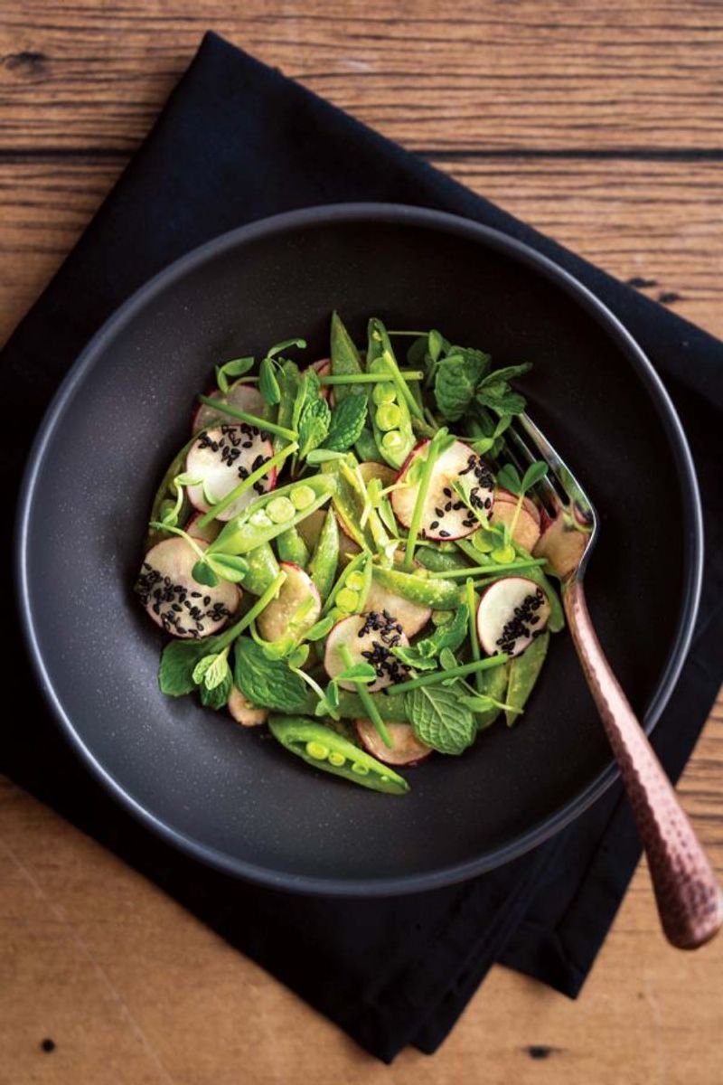 Snap Pea & Radish Salad with Tahini Dressing