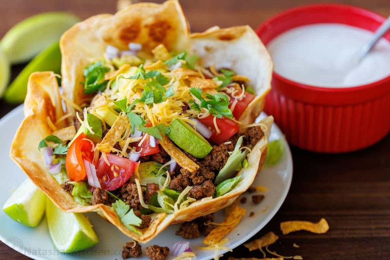 Taco Salads in Fried Shells