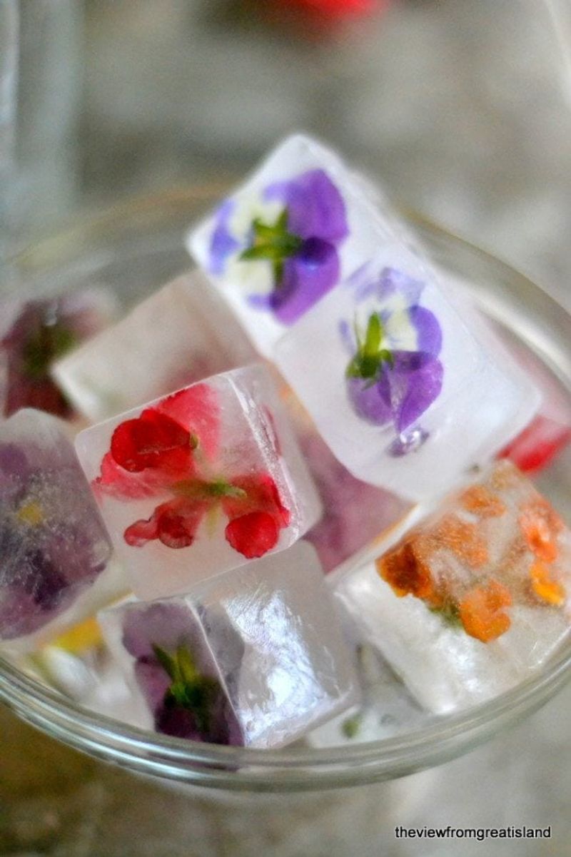 Floral Ice Cubes for Drinks