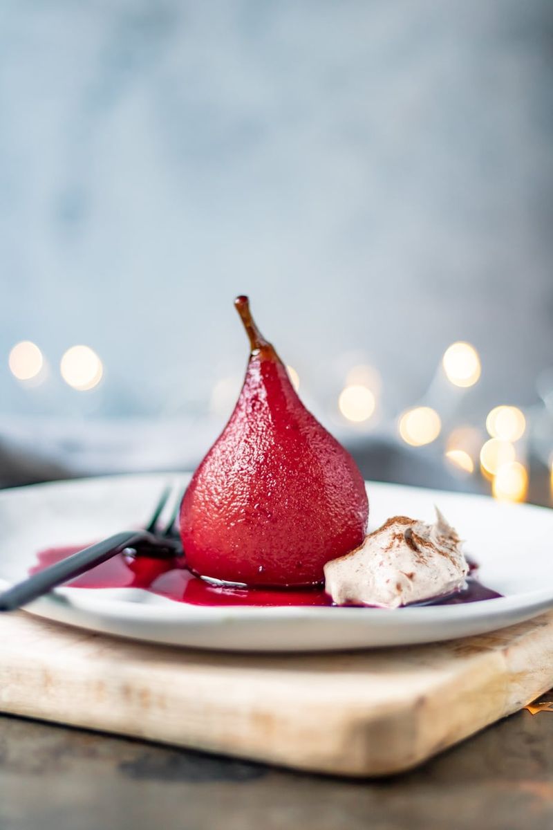 Poached Pears in Red Wine