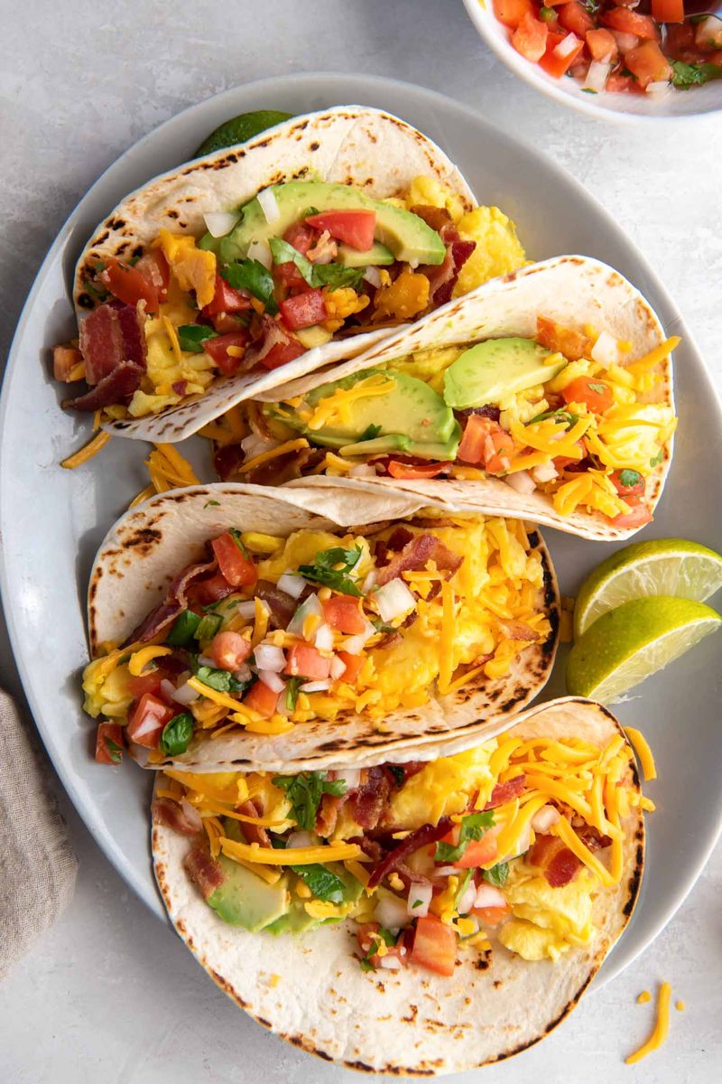 Breakfast Tacos with Scrambled Eggs and Salsa